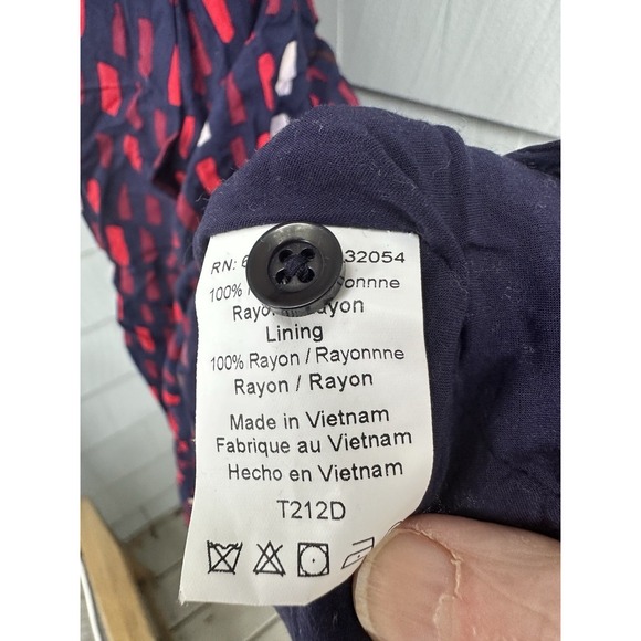 11 1 TYLHO Anthropologie "Brynn" Dress Button Front Blue Red ALine Sleeveless M - Picture 5 of 6